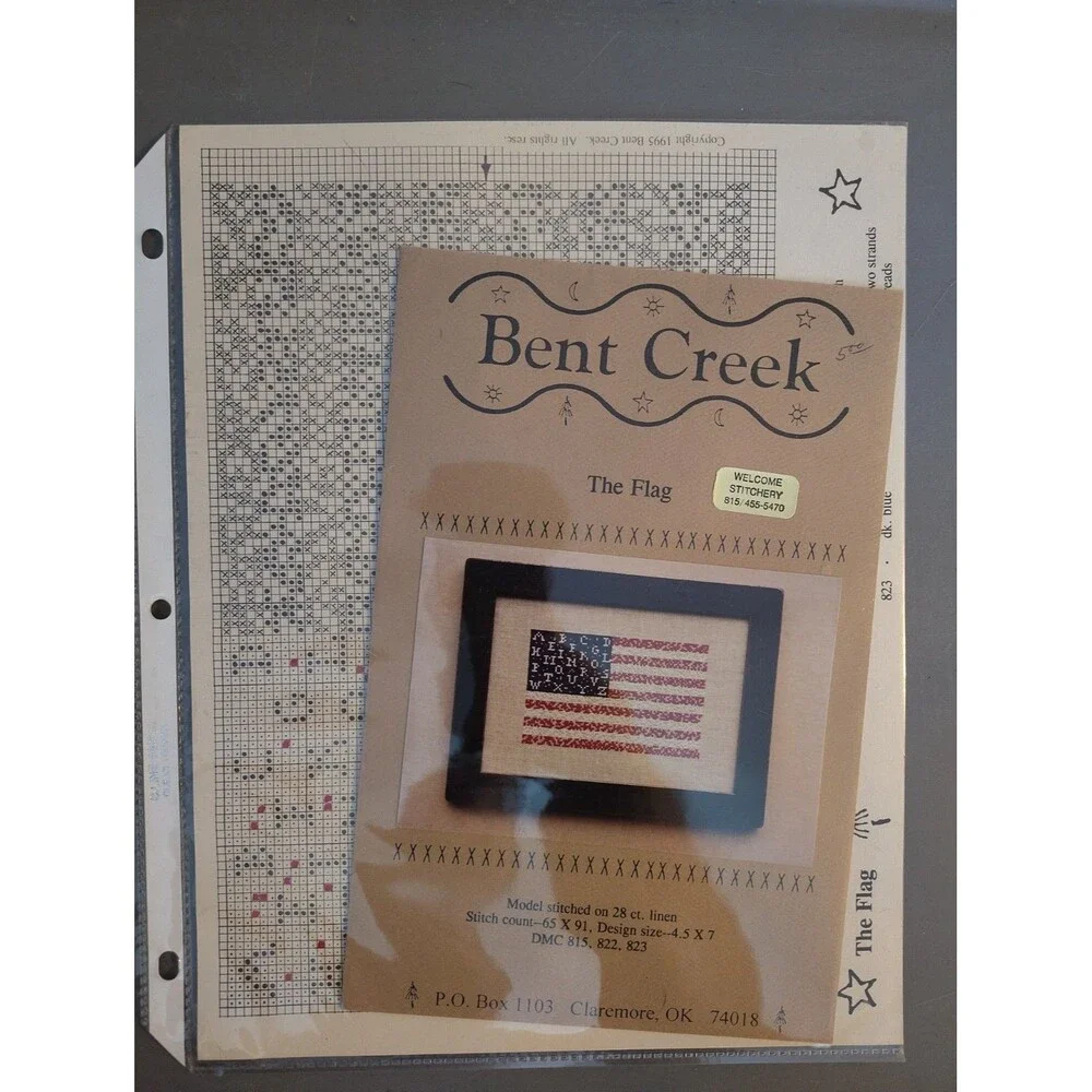 Bent Creek THE FLAG Cross Stitch Pattern Chartpack Primitive American Sampler